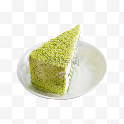 盘子里的绿色三角蛋糕夹心蛋糕