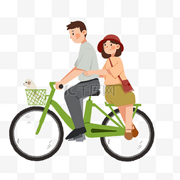 情侣单车图片_踏青情侣单车