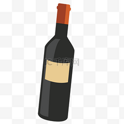 红酒瓶免抠素材图片_黑色的红酒瓶免抠图