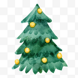 水彩圣诞树图片_水彩圣诞树免抠素材