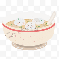 新年吃元宵图片_元宵节元宵陶瓷碗陶瓷汤勺