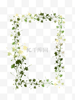 美丽的夏天边框图片_绿色花卉藤曼小清新手绘边框