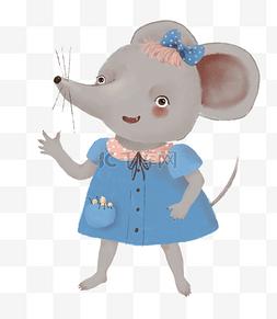 动物老鼠可爱卡通可爱图片_可爱的穿蓝衣的小老鼠