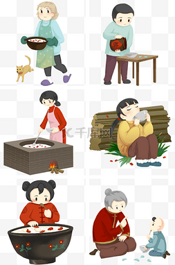 煮粥卡通图片_中国传统节日腊八习俗套图