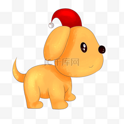 圣诞小狗狗图片_卡通手绘圣诞小狗插画