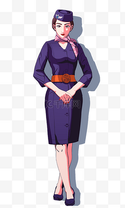 卡通手绘空姐漂亮美女动漫形象服