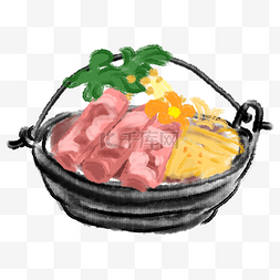 一篮子火锅食材插画