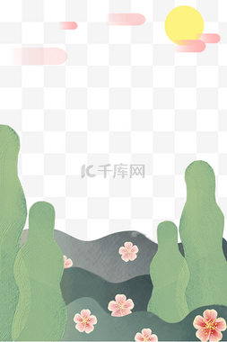 手绘插画植物边框图片_奇异植物创意装饰边框