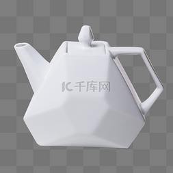 白色创意几何茶壶元素