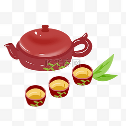 茶壶水墨手绘图片_中国风茶具手绘插画