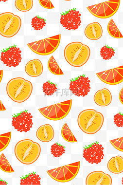 手绘红柚子底纹装饰