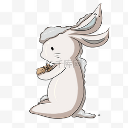 霜降主题兔子手绘插画