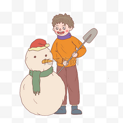 少男图片_冬日少年和雪人