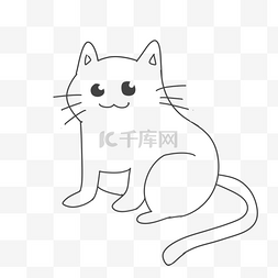 卡通猫咪黑白图片_黑白线条猫咪免抠素材