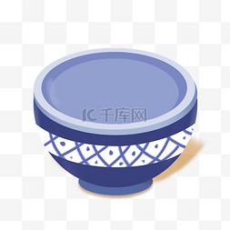小白瓷碗图片_蓝色碗卡通png素材