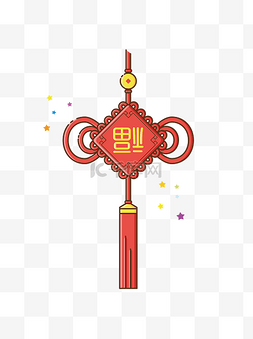 传统节日扁平化图片_中国结红色喜庆节日装饰图案商用