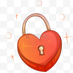 锁红色图片_创意爱心锁子插画