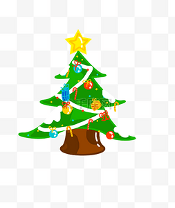 冬日圣诞节圣诞树插画