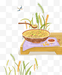 小满节气手绘图片_小满二十四节气美食插画