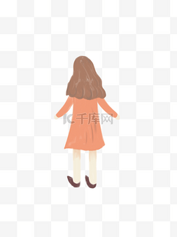 卡通插画女生图片_卡通可爱女生背影设计可商用元素