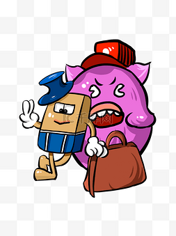 蓝色猪猪图片_可爱卡通粉色猪猪和海绵人物元素