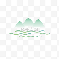 简约山水画免抠素材