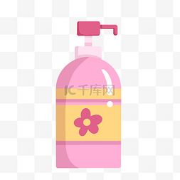 瓶身包装标签图片_除菌粉色洗手液插画