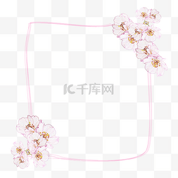 樱花线条手绘图片_手绘风花卉边框线框