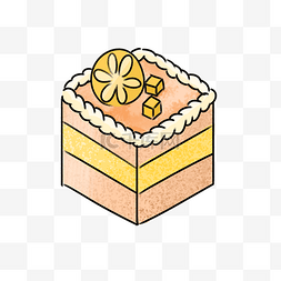 夹心蛋糕卡通图片_黄色柠檬奶油蛋糕卡通小清新