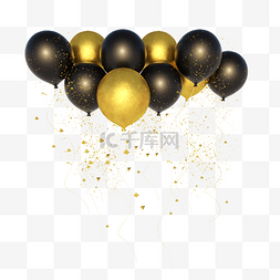 气球图片_黑金风格漂浮气球C4D立体海报装饰