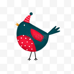 圣诞节红绿小鸟毛线帽PNG可爱