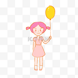 六一儿童节黄色气球粉衣服女孩手