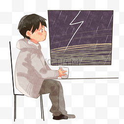 闪电下雨惊蛰插画