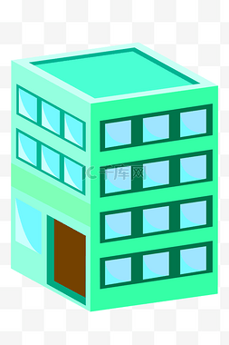 立体建筑物图片_2.5D绿色立体建筑插图