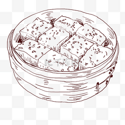 美食手绘线描插画图片_线描臭豆腐美食插画