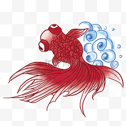 年货春节插画图片_手绘金鱼水中国风元素鲤鱼锦鲤过