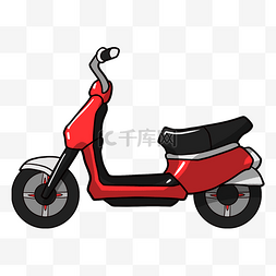 红色的小摩托手绘插画