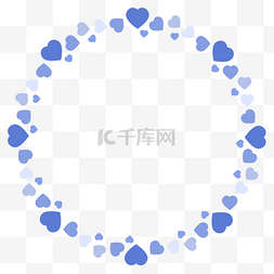 矢量圆形边框素材图片_蓝色爱心装饰标题框