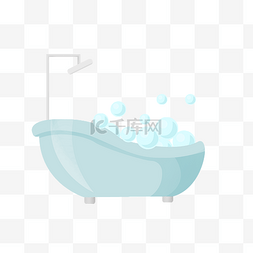 蓝色浴室图片_卫浴洁具洗澡盆插画