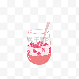 奶油草莓冰淇淋杯凉爽