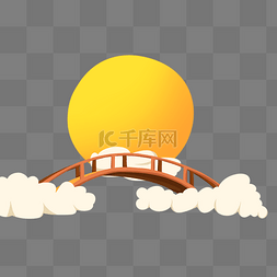 鹊桥相会卡通图片_七夕节明月鹊桥矢量插画