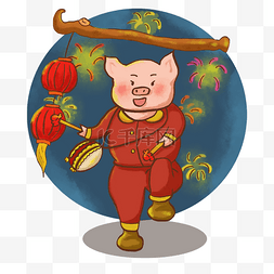 2019可爱猪猪打鼓PNG