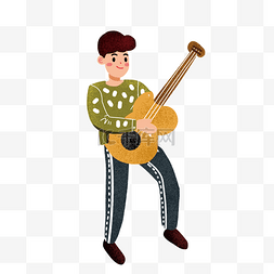 免抠音乐男孩图片_卡通男孩在弹吉它免抠图