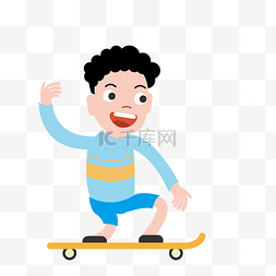 小男孩矢量图片_玩滑板车的男孩矢量免抠图