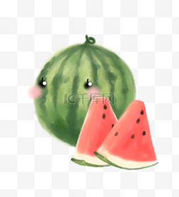 绿色清新水果图片_夏日绿色清新水果可爱卡通西瓜
