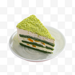 精美蛋糕图片_夹心三角形绿色蛋糕