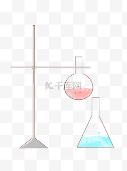 红手蓝手图片_商用手绘手账化学考试学习烧杯蓝