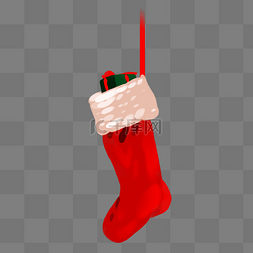 红色的圣诞礼物袜插画