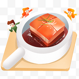 聚会插画图片_年夜饭东坡肉插画