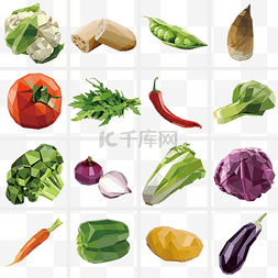 几何蔬菜手绘图案